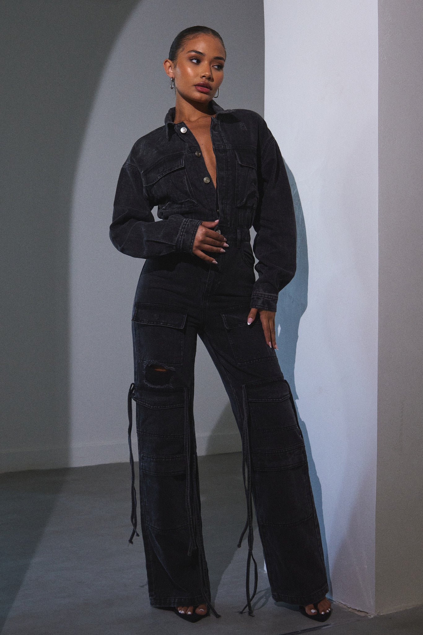 Cargo Boiler Suit in Dark Wash - Image 5