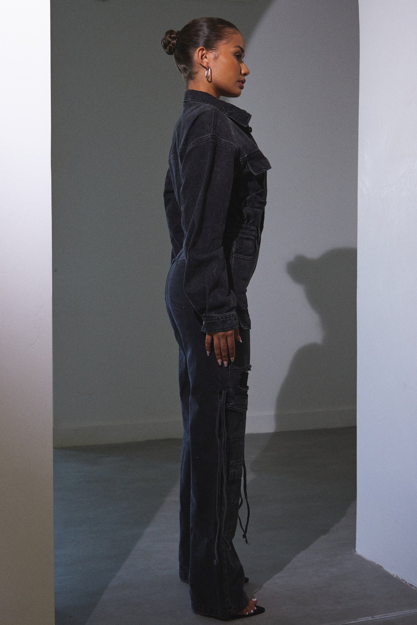 Cargo Boiler Suit in Dark Wash - Image 8