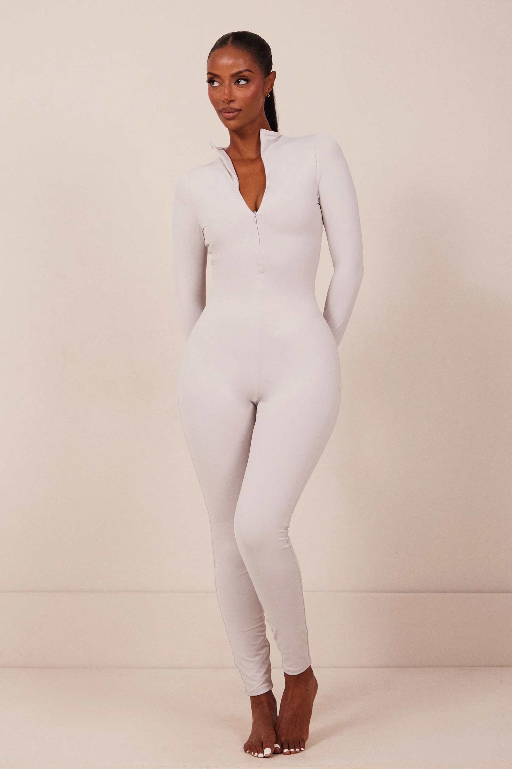 Contour Zip Up Jumpsuit in Grey - Image 11