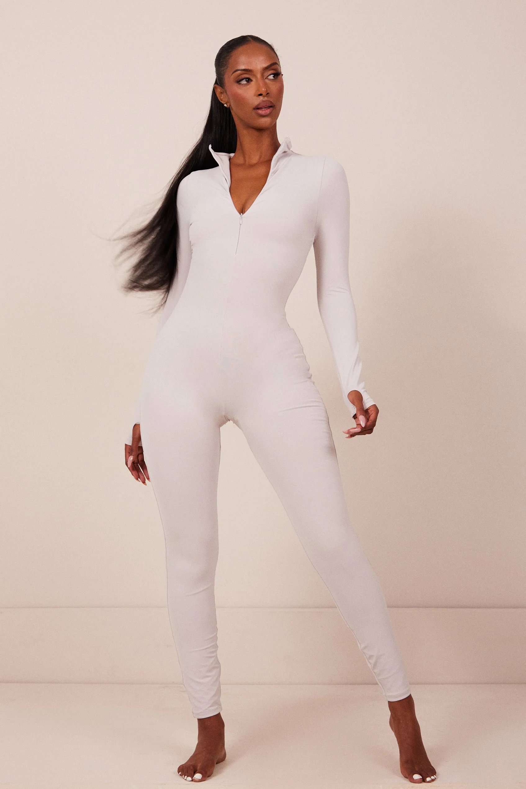 Contour Zip Up Jumpsuit in Grey - Image 12