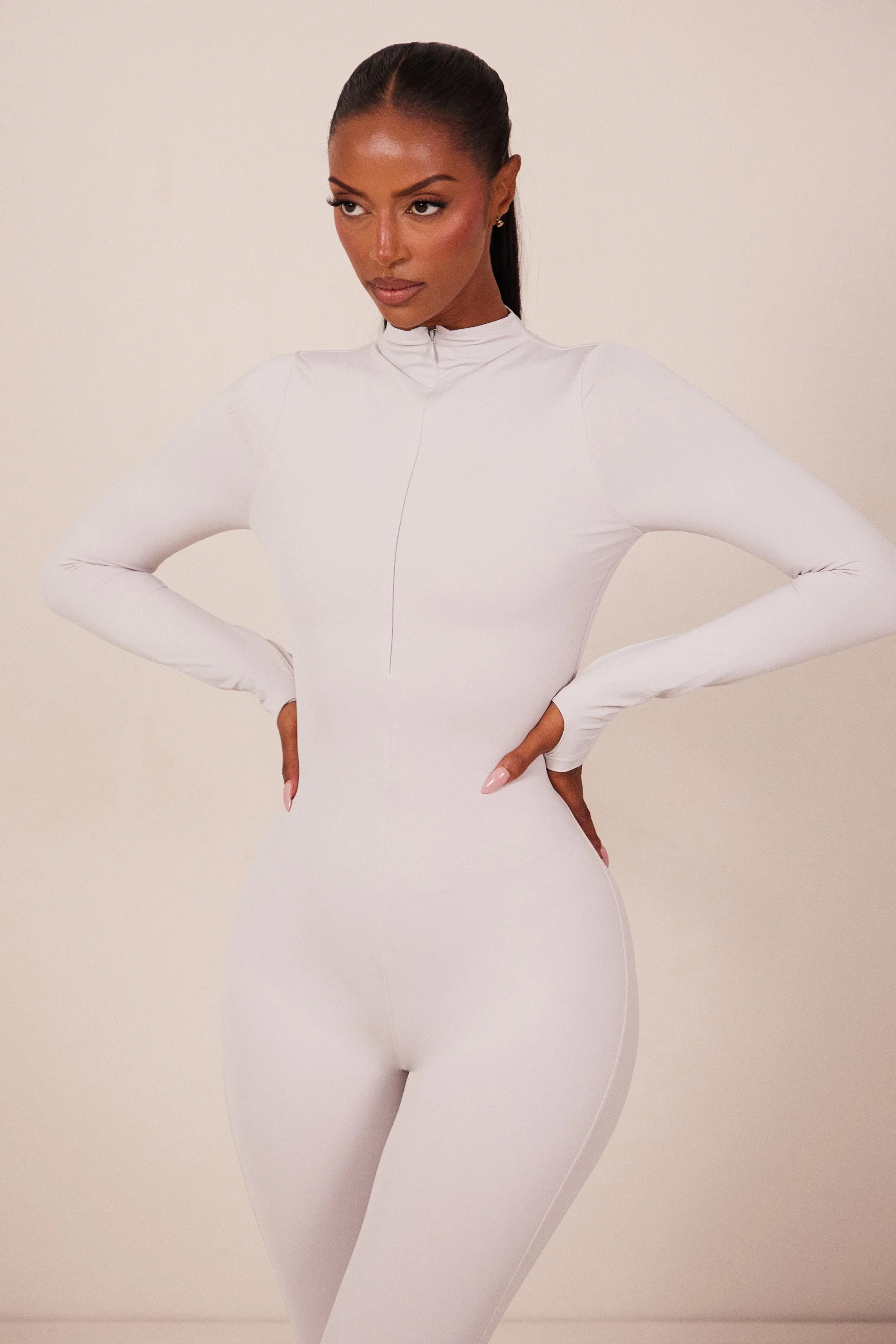 Contour Zip Up Jumpsuit in Grey - Image 7