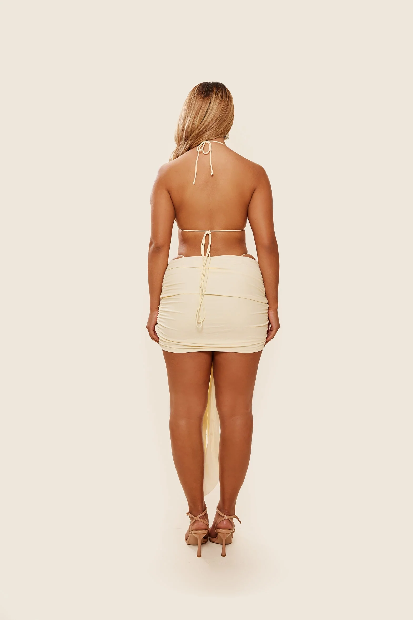Tie Up Mini Skirt in Cream - Image 5