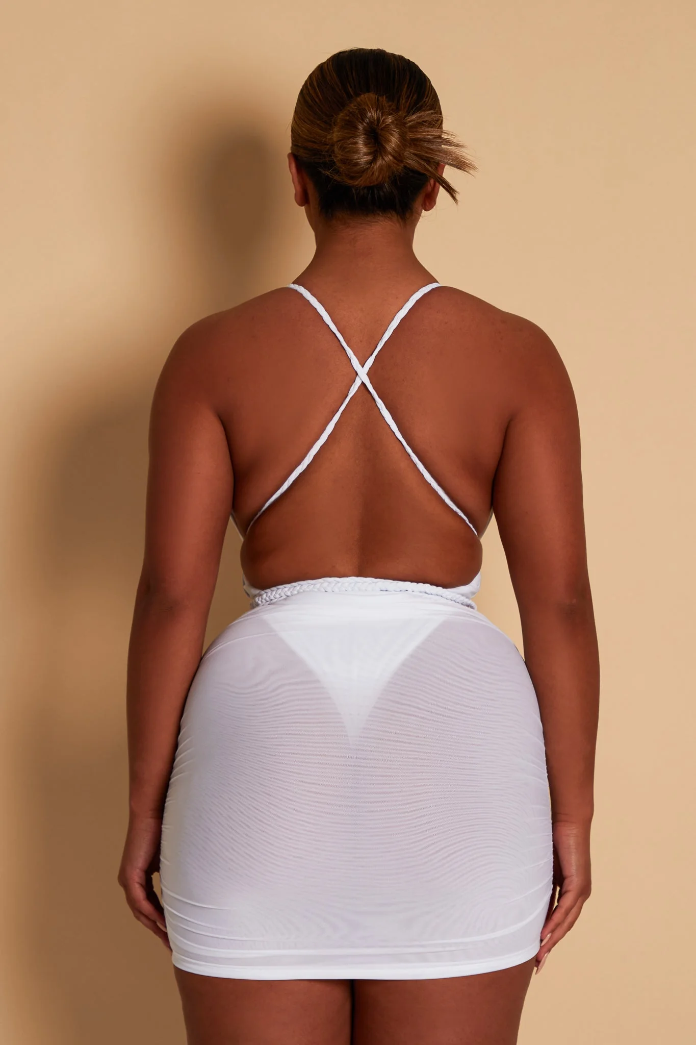 Mesh Cover Up Skirt in White - Image 17