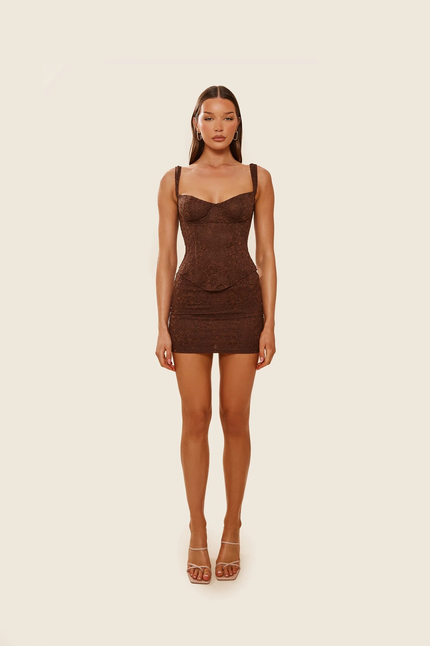 The Cinched Lace Corset in Brown - Image 10