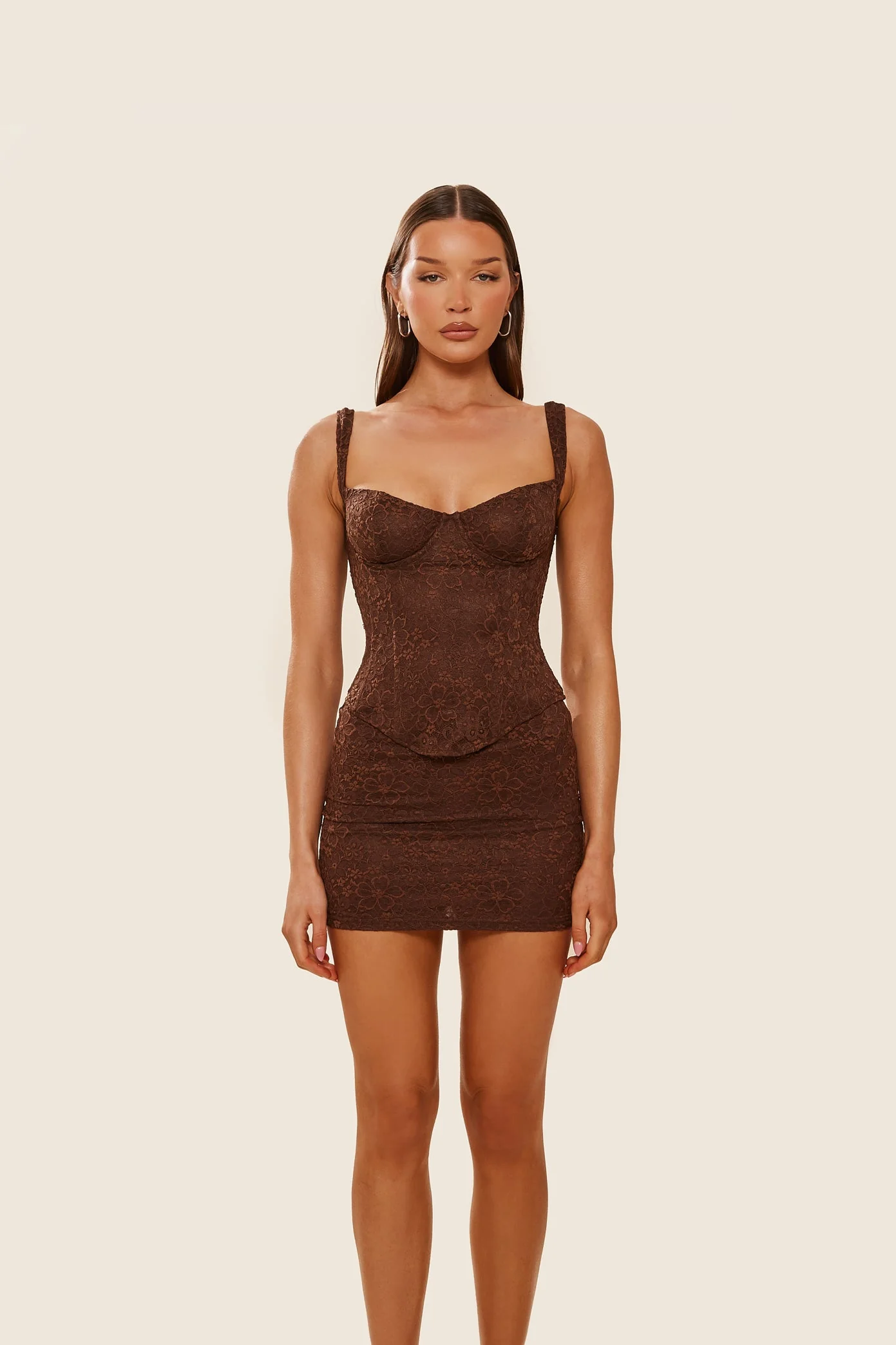 The Cinched Lace Corset in Brown - Image 9