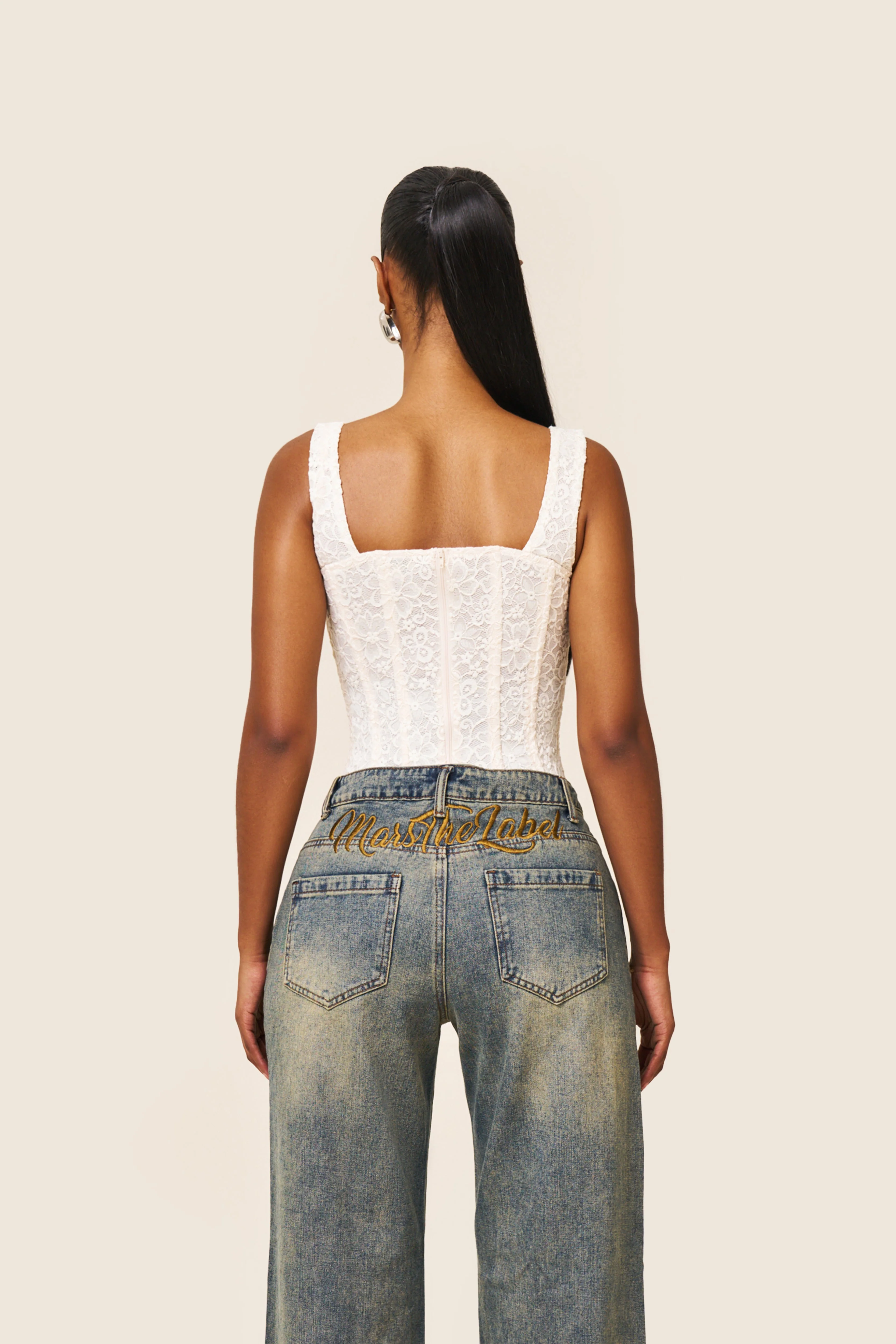 The Cinched Lace Corset in Cream - Image 10