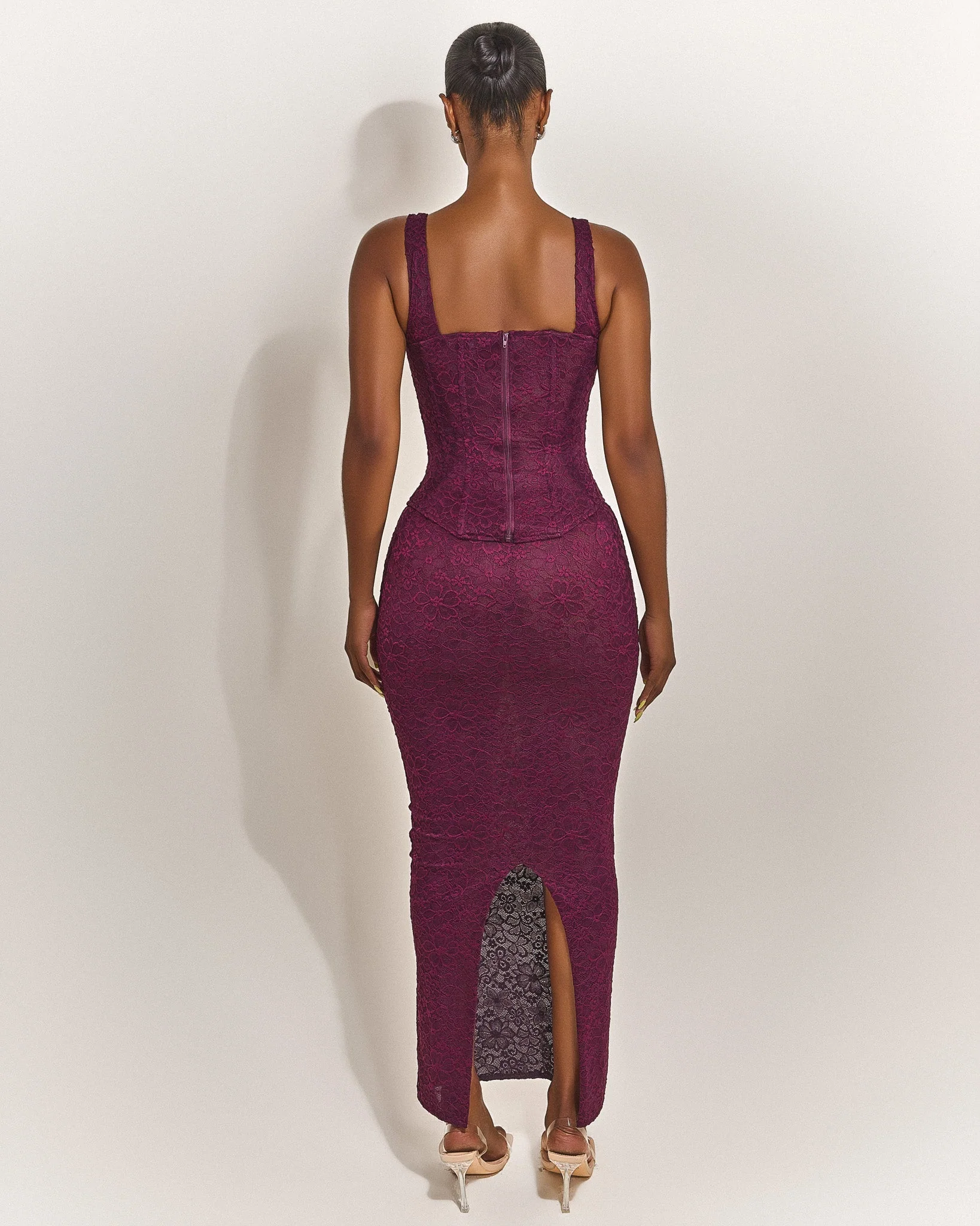 The Cinched Lace Corset in Plum - Image 5