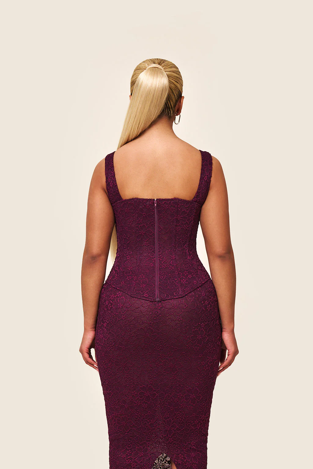 The Cinched Lace Corset in Plum - Image 7