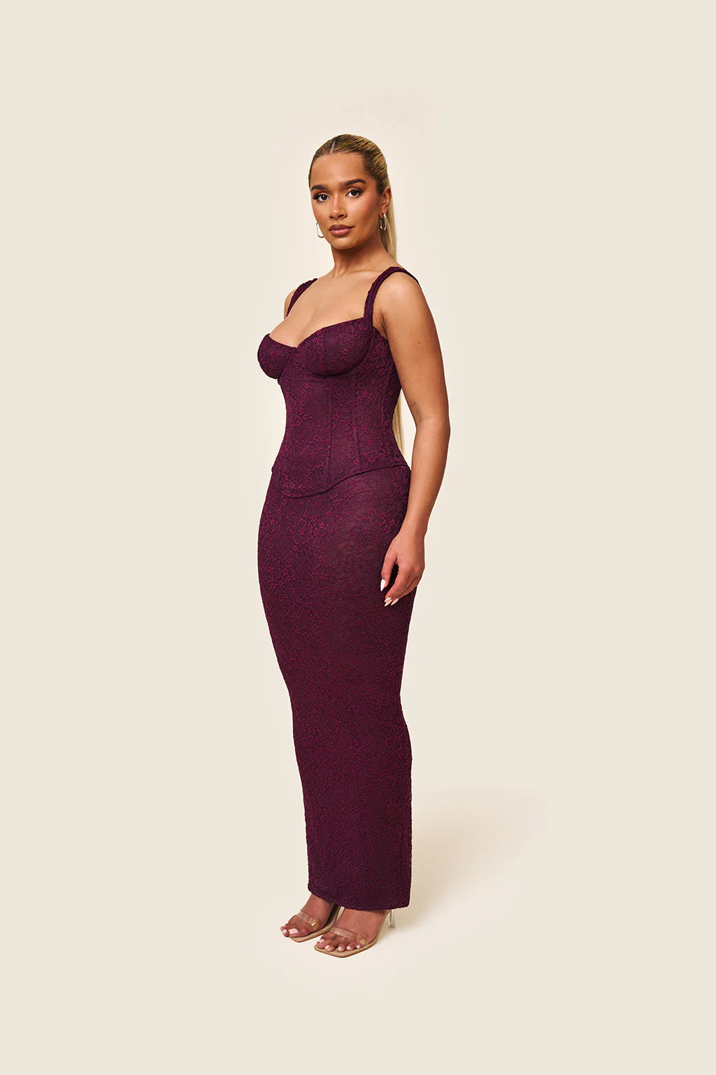The Cinched Lace Corset in Plum - Image 9
