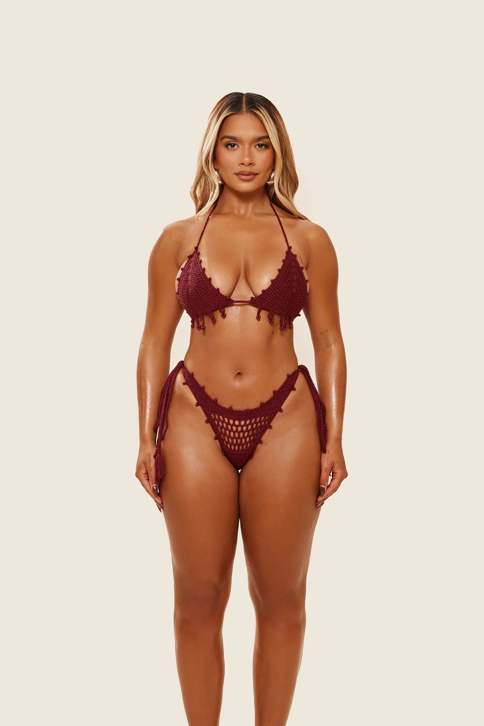 The Crochet Bikini in Wine - Image 3