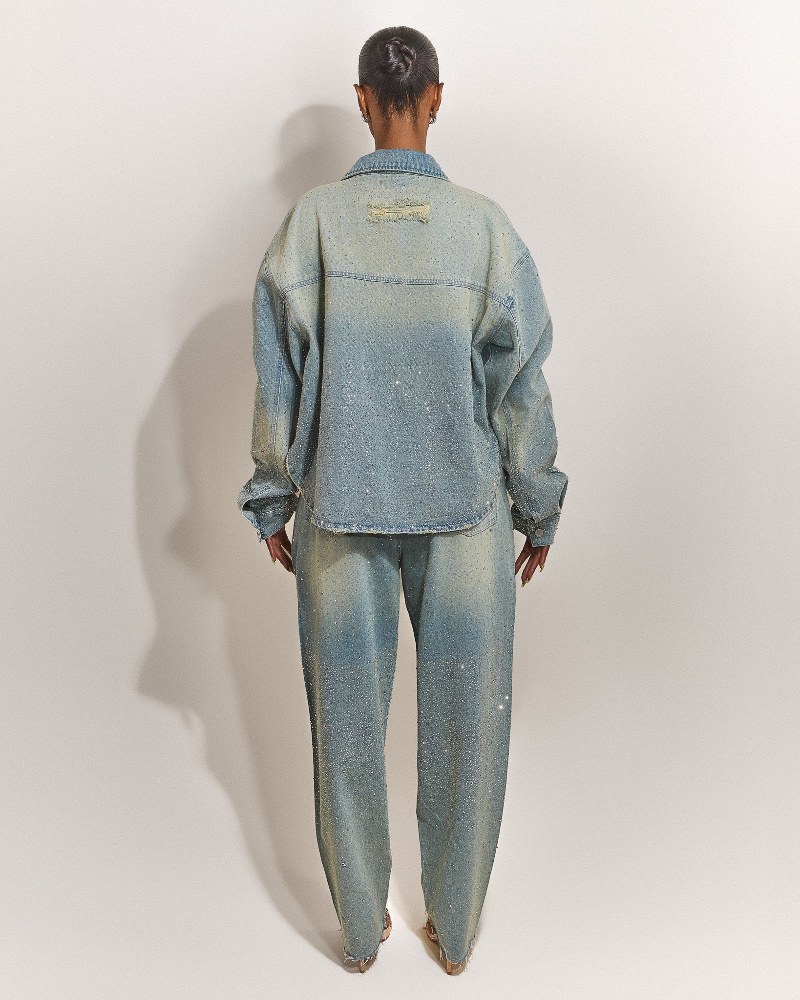 The Kai Rhinestone Shirt in Blue - Image 5