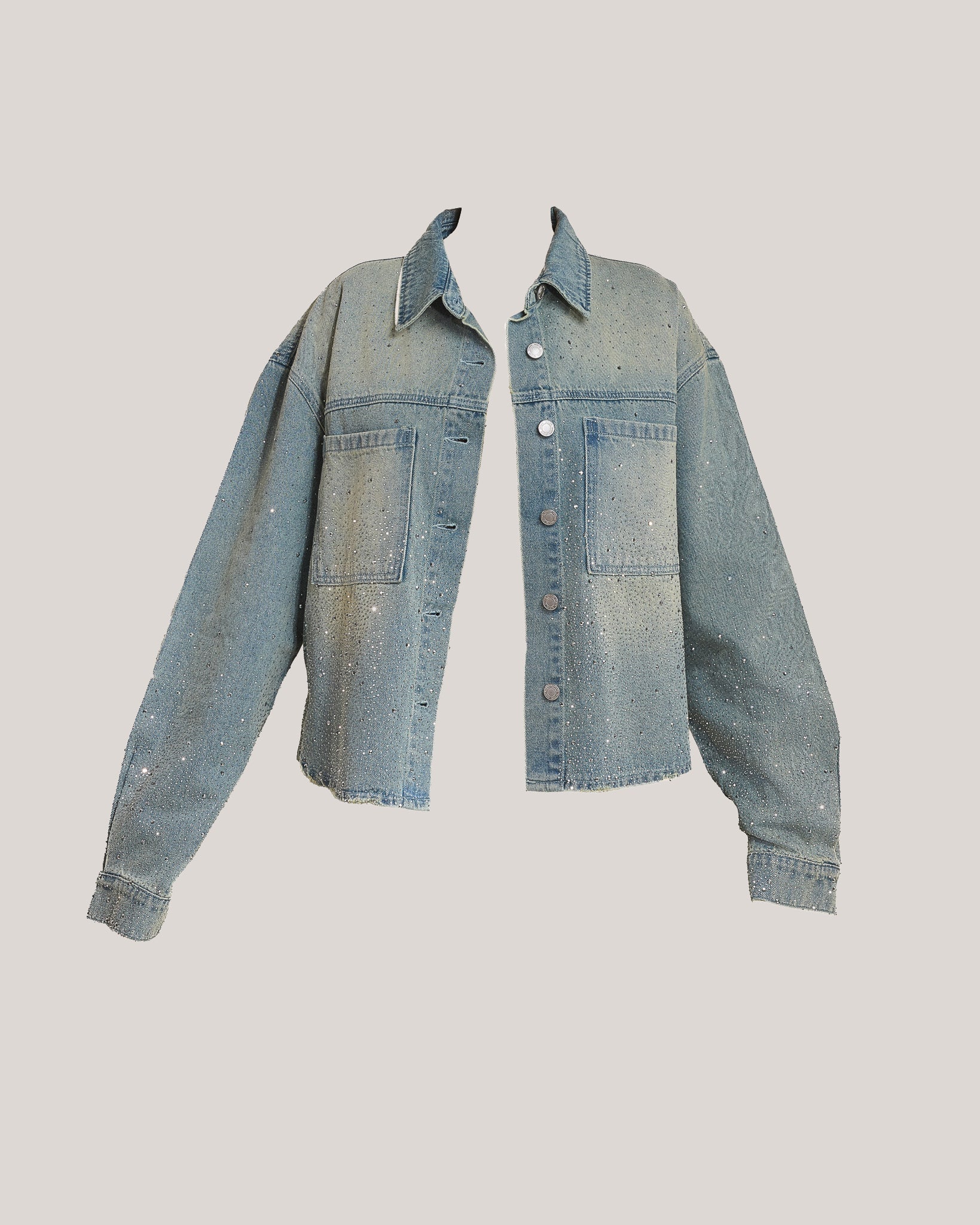 The Kai Rhinestone Shirt in Blue - Image 7