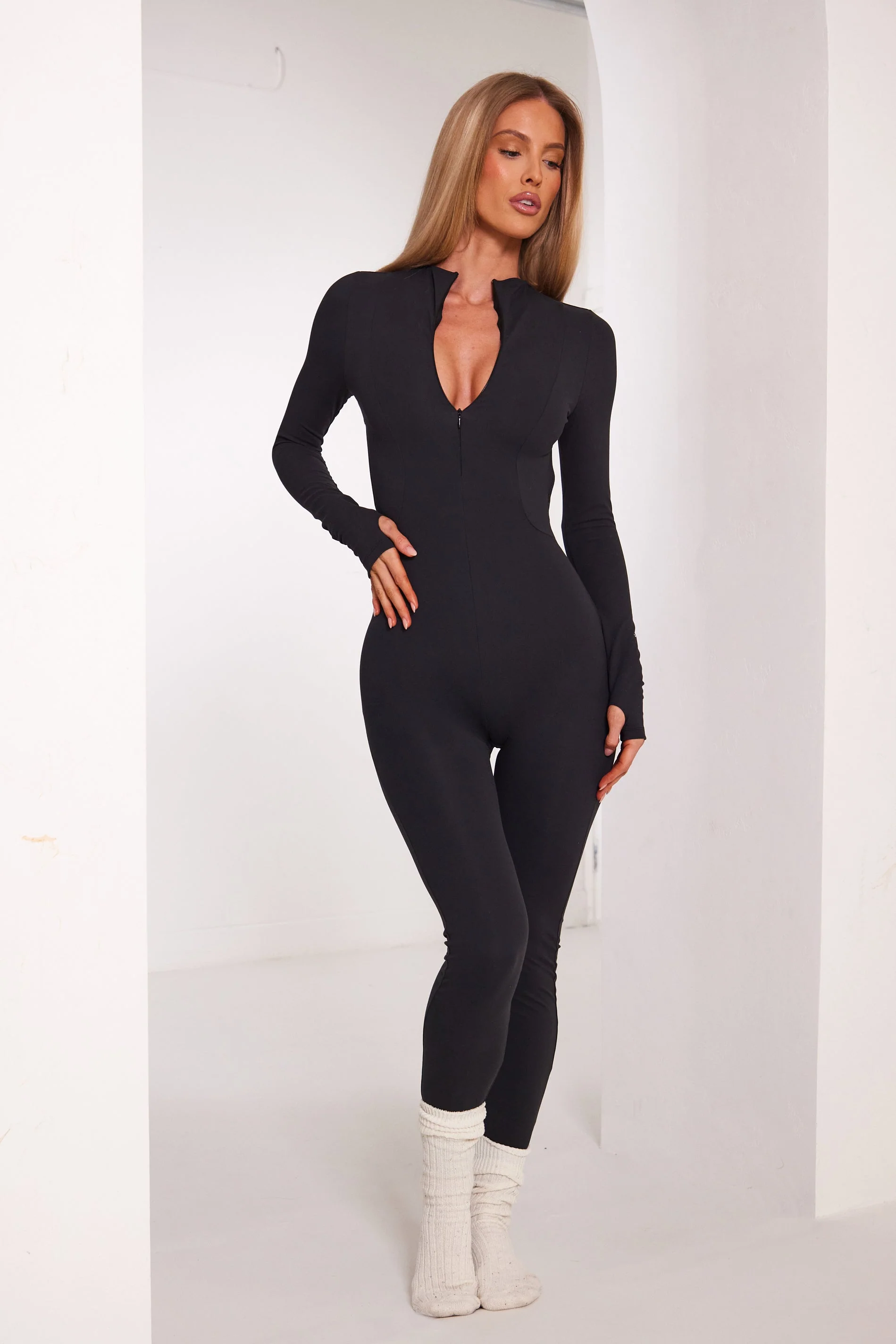 The Sculpt Backless Unitard in Black - Image 6