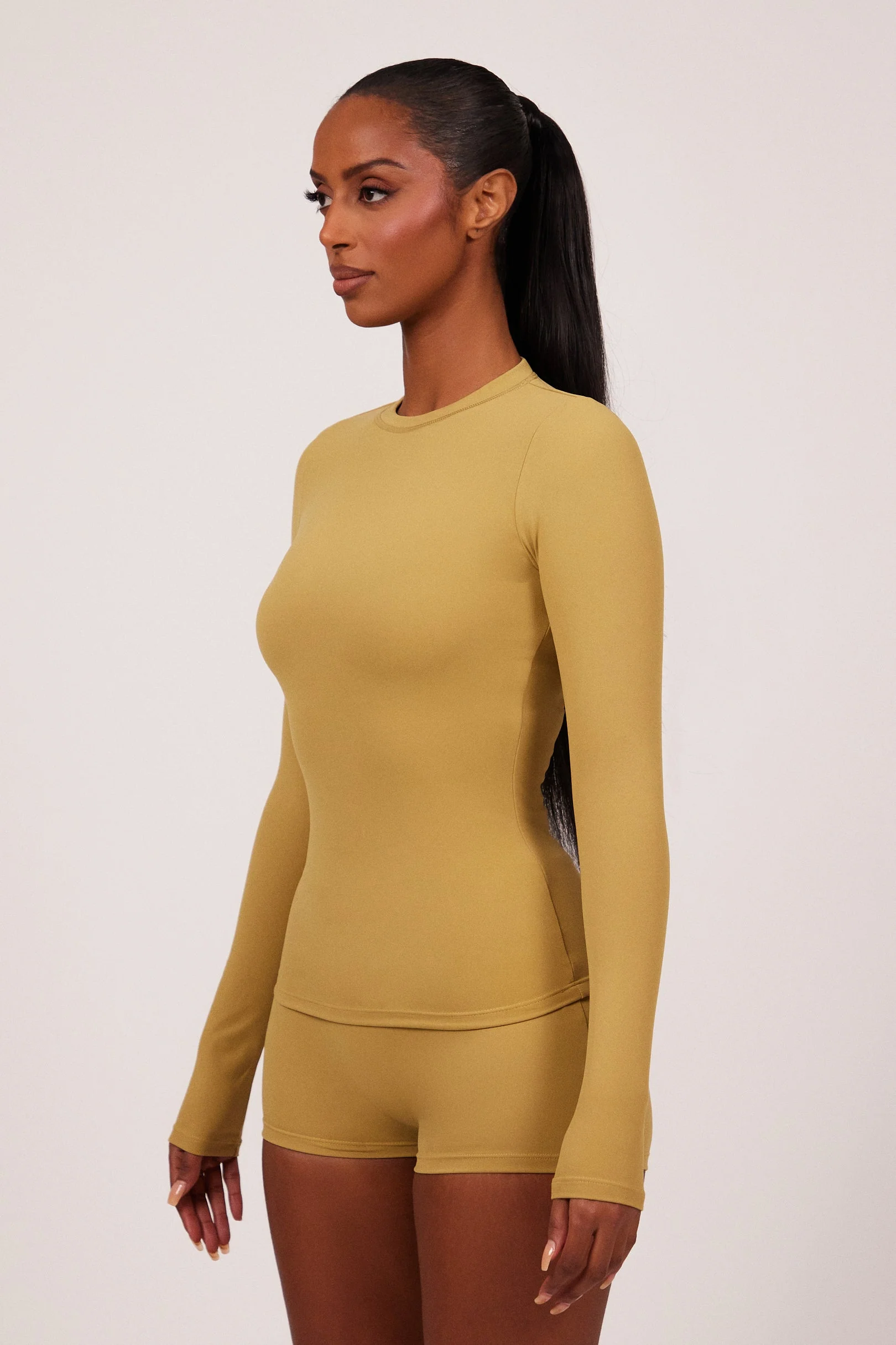 The Sculpt Long Sleeve Tee in Khaki - Image 4