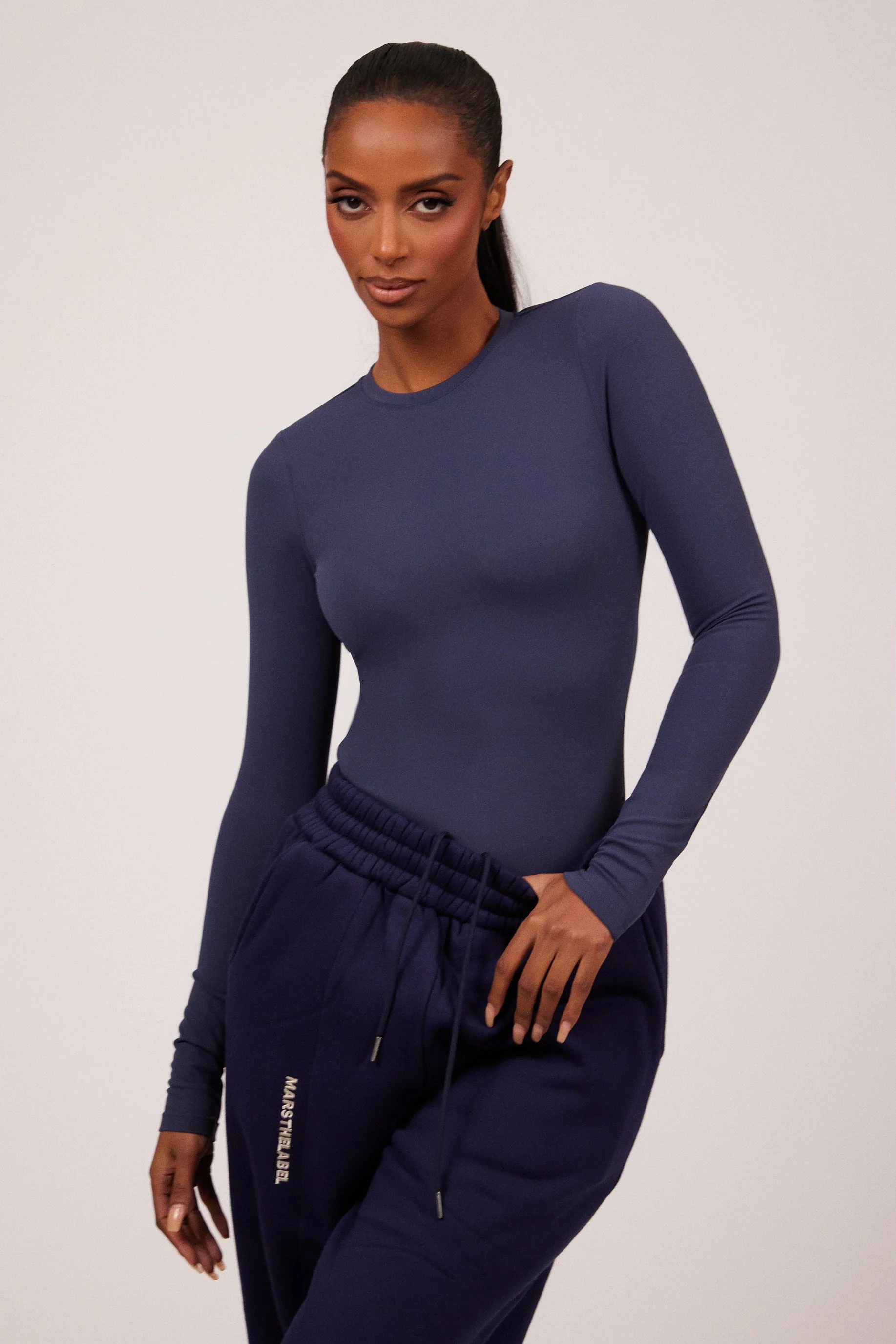 The Sculpt Long Sleeve Tee in Navy - Image 4