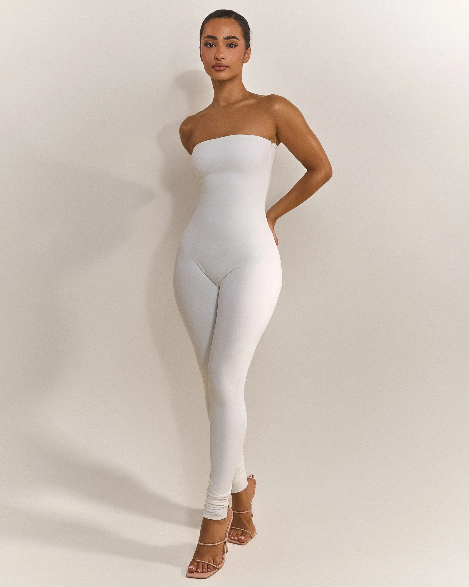 The Sculpt Long Unitard in White - Image 5