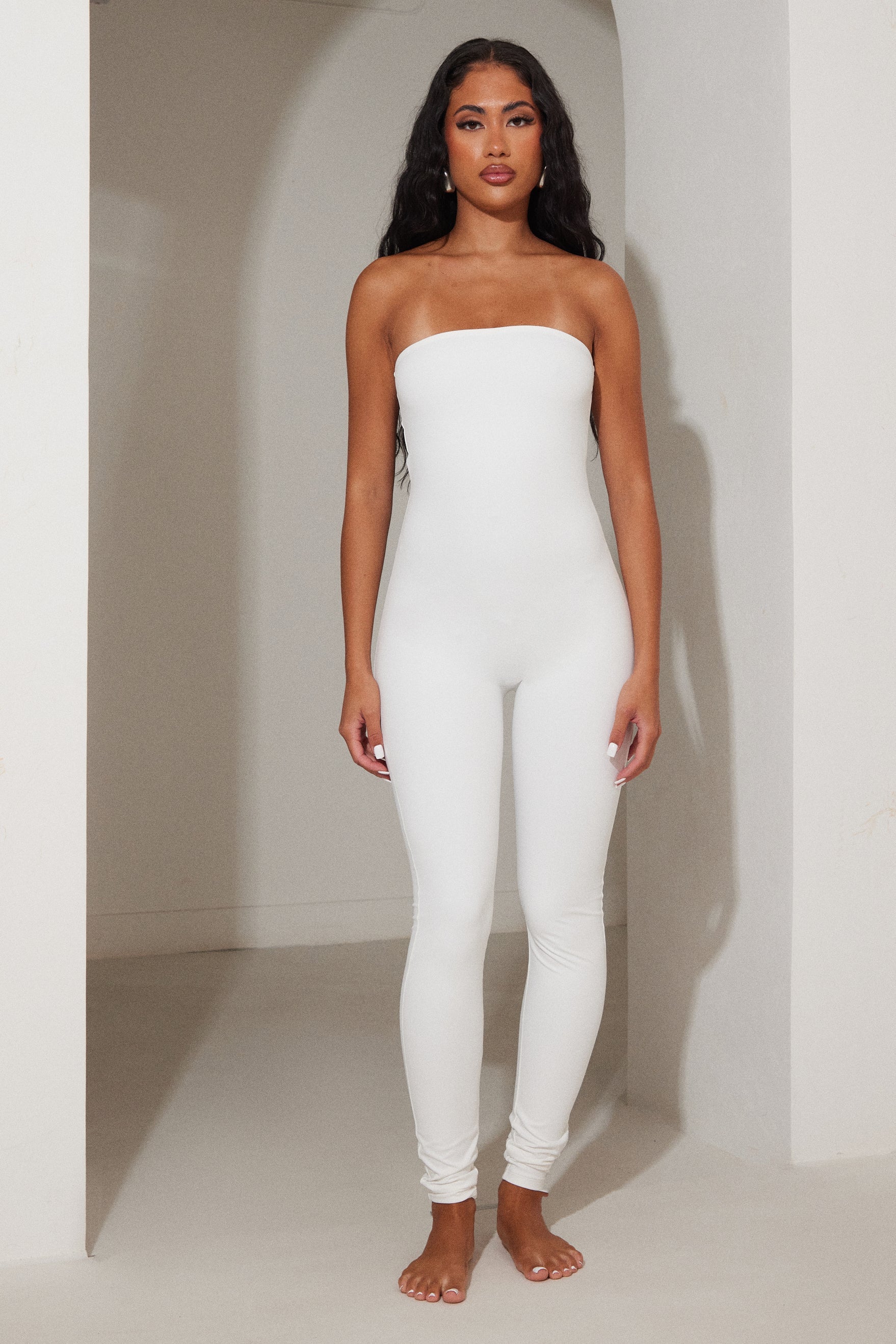 The Sculpt Long Unitard in White - Image 7