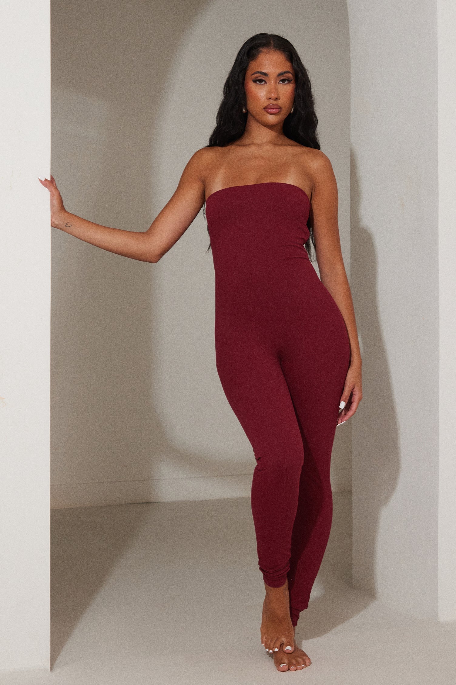 The Sculpt Long Unitard in Wine - Image 10