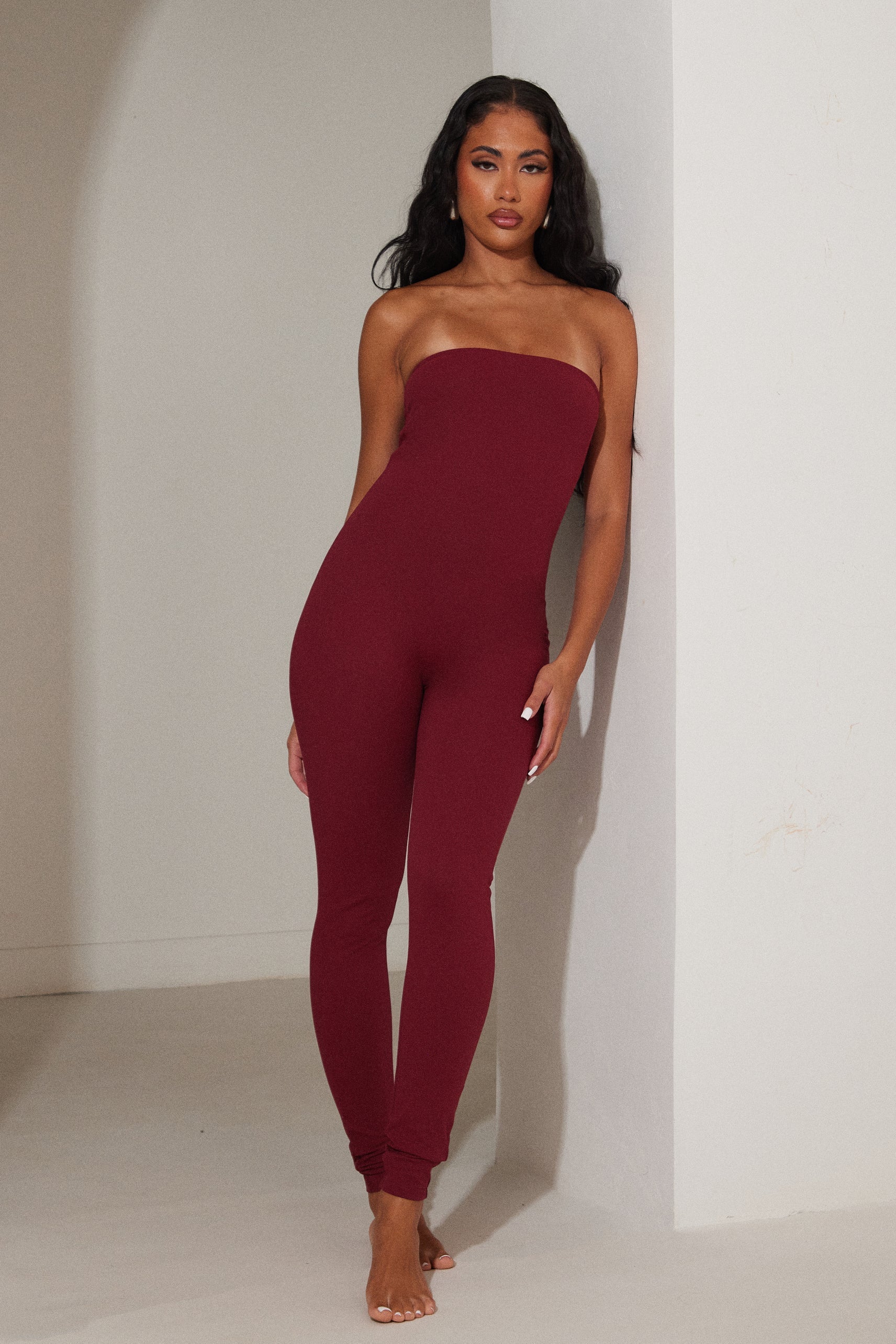 The Sculpt Long Unitard in Wine - Image 11