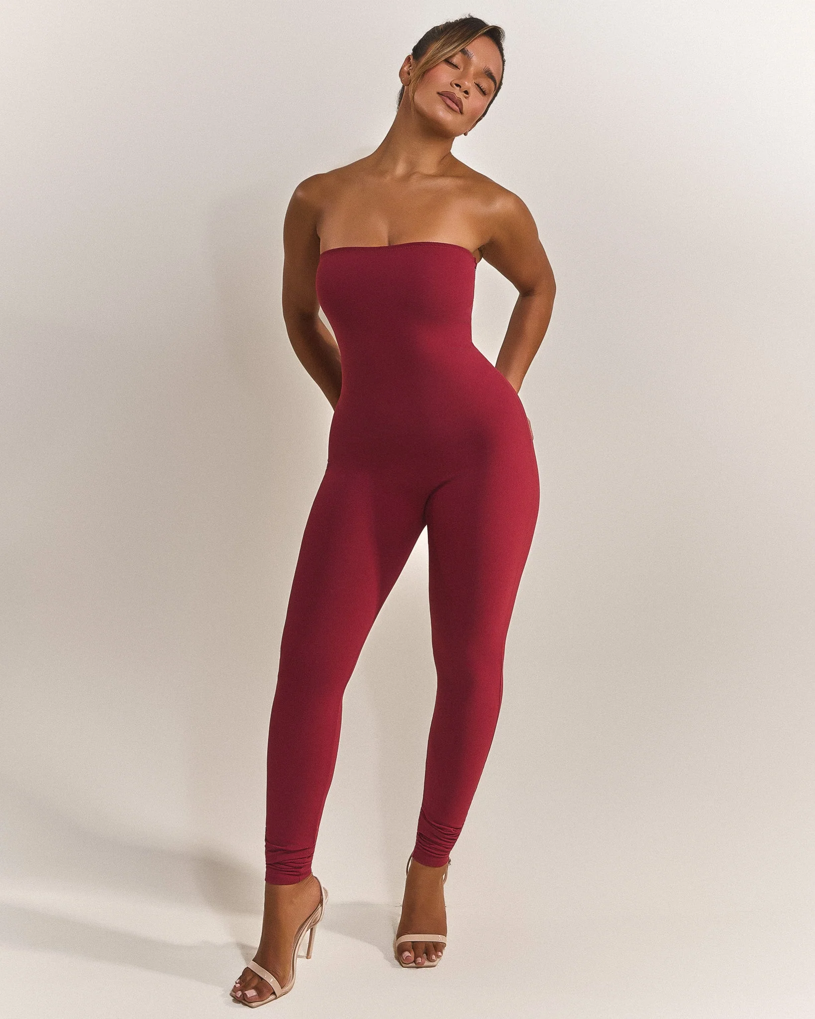 The Sculpt Long Unitard in Wine - Image 4