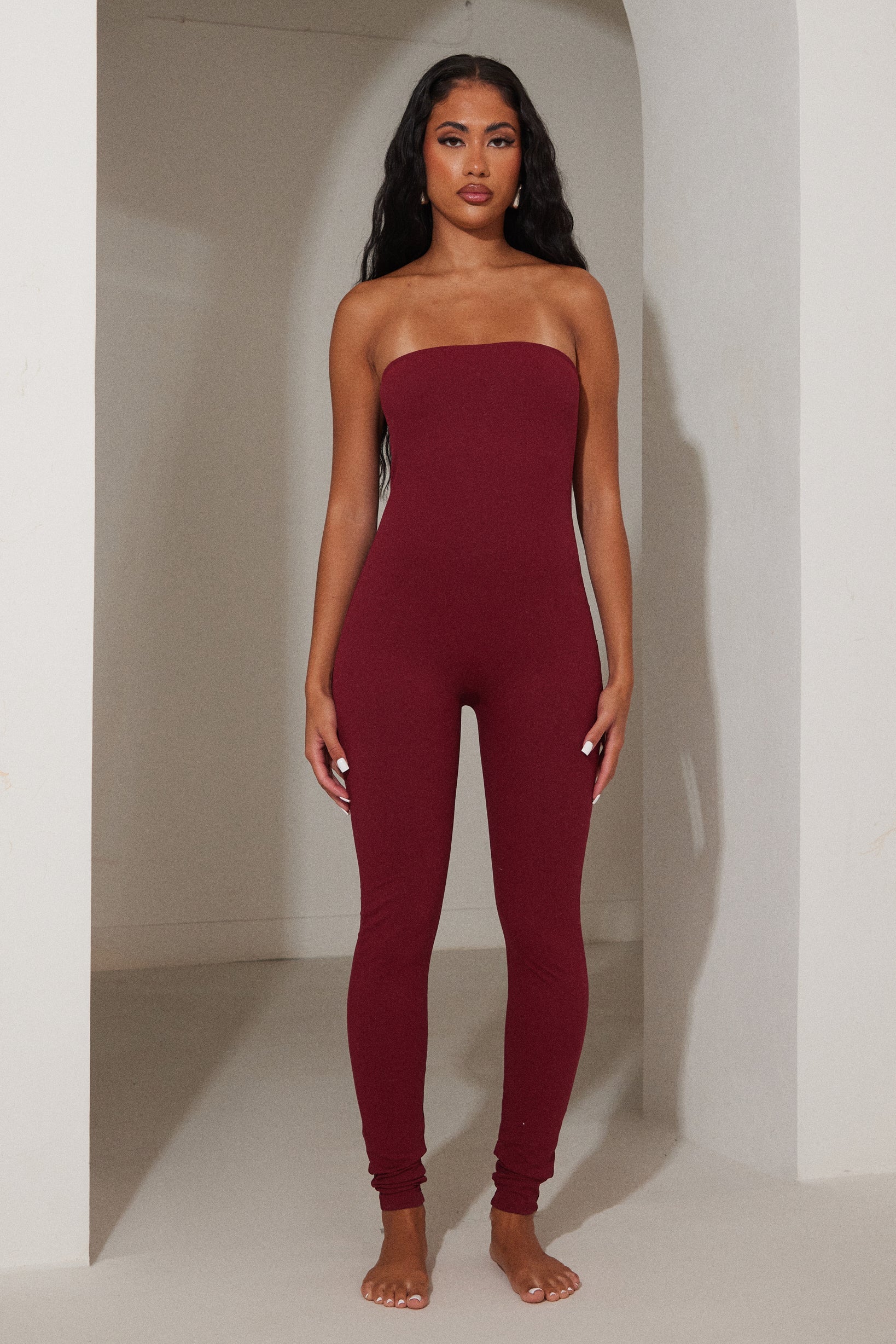 The Sculpt Long Unitard in Wine - Image 6