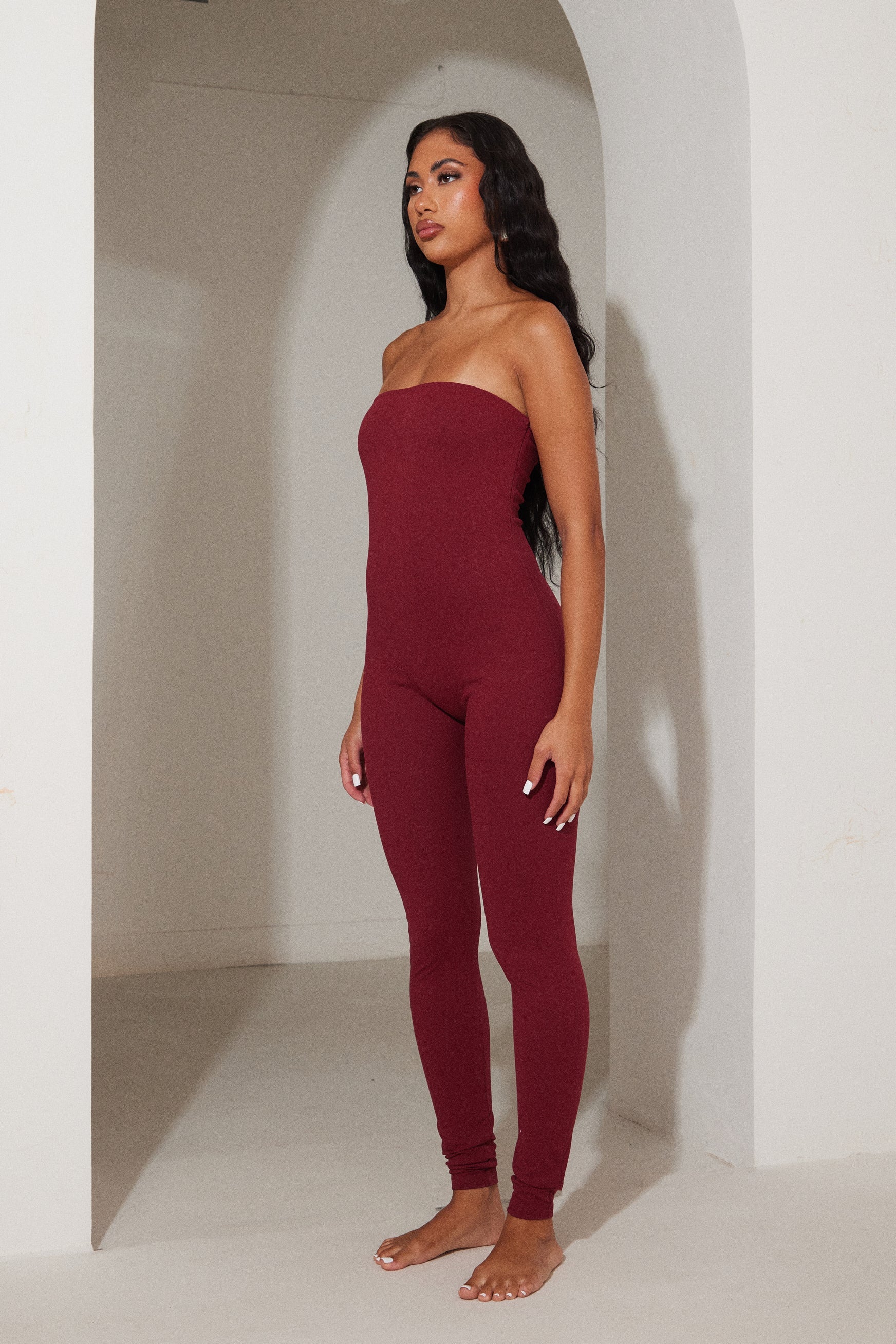 The Sculpt Long Unitard in Wine - Image 7