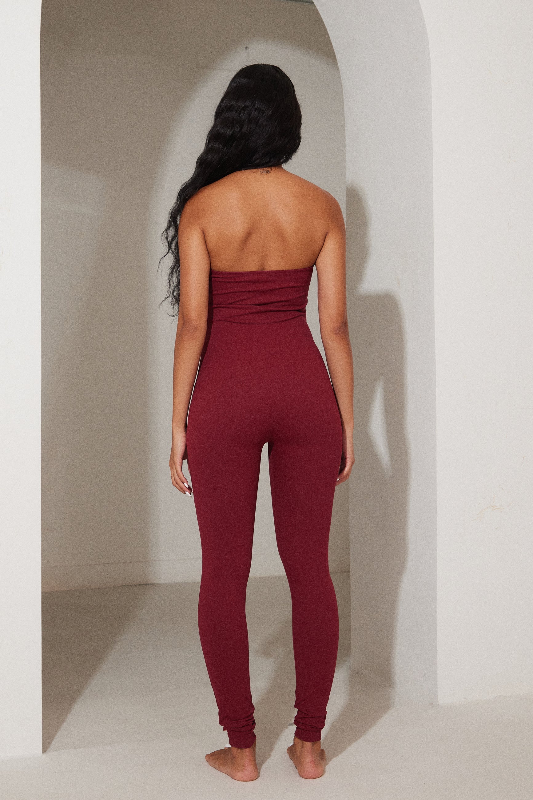 The Sculpt Long Unitard in Wine - Image 8