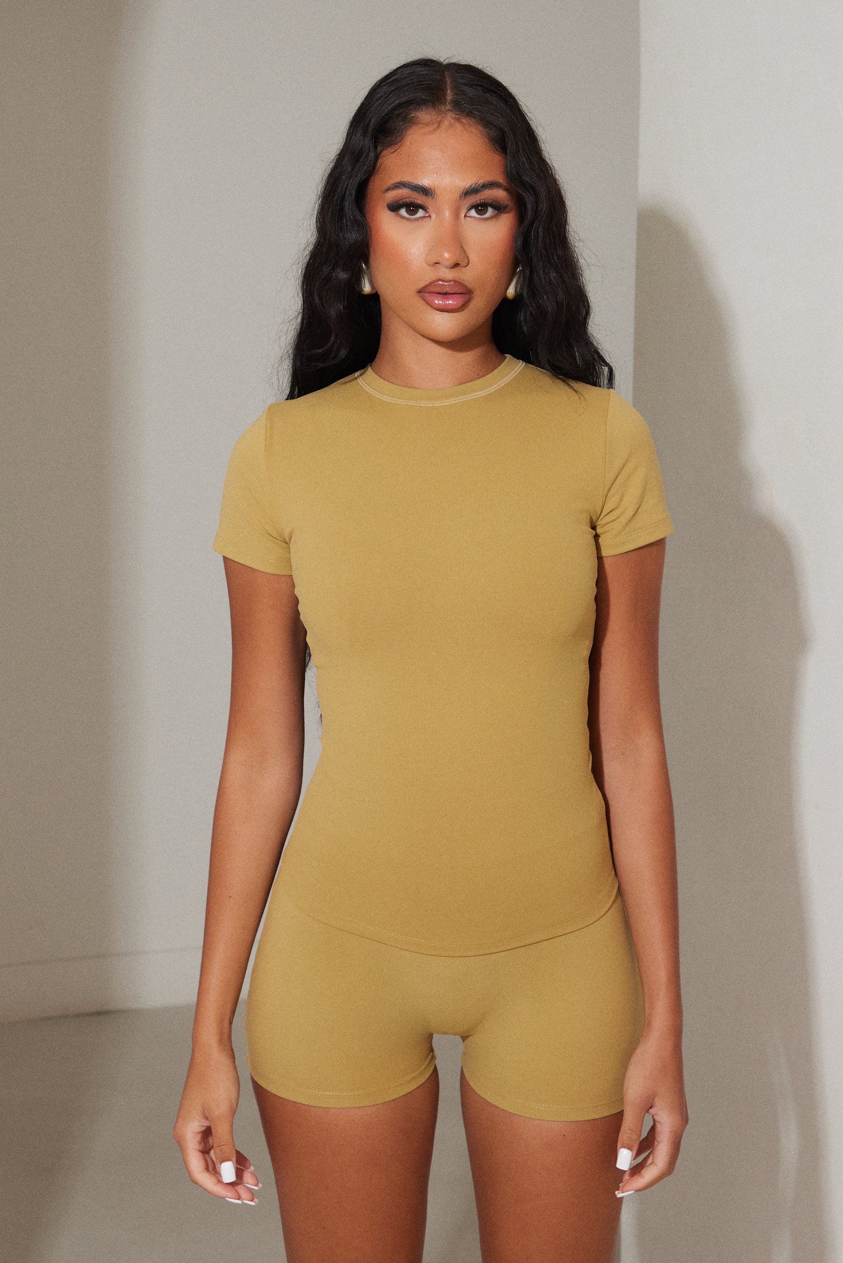 The Sculpt Short Sleeve Tee in Khaki - Image 6