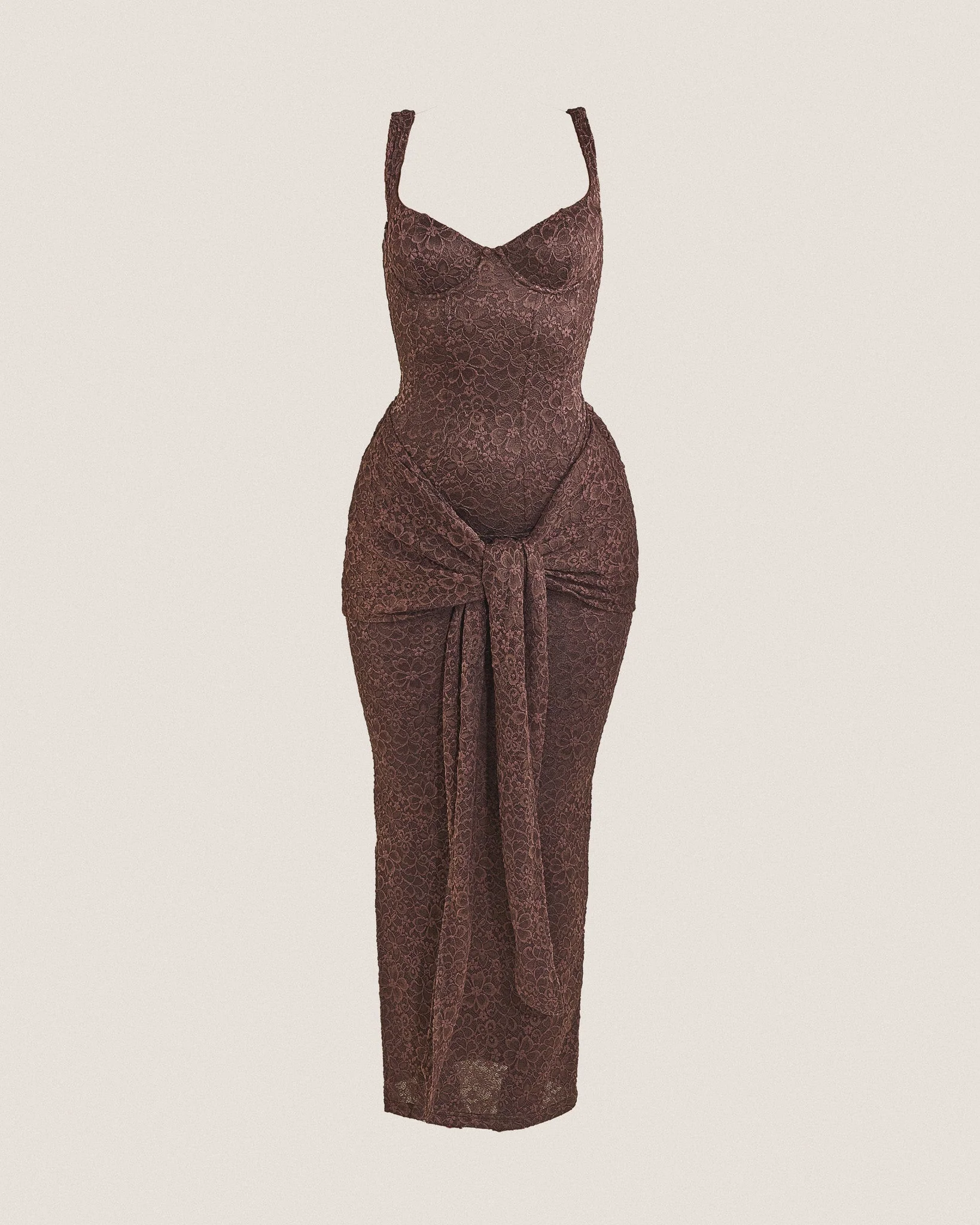 The Tie Front Maxi Dress in Brown - Image 6