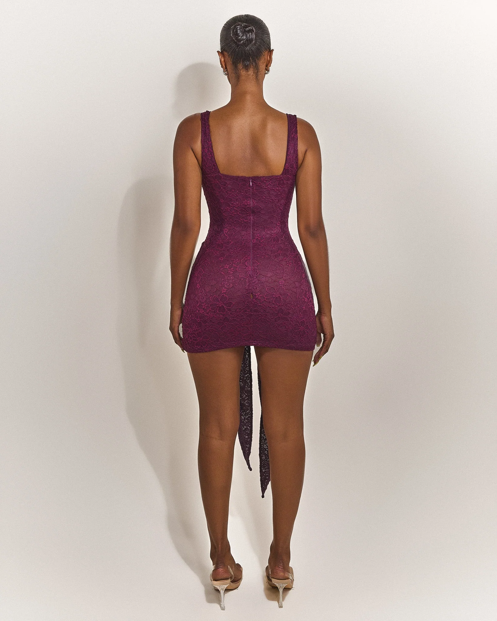 Tie Front Lace Mini in Plum - Image 5