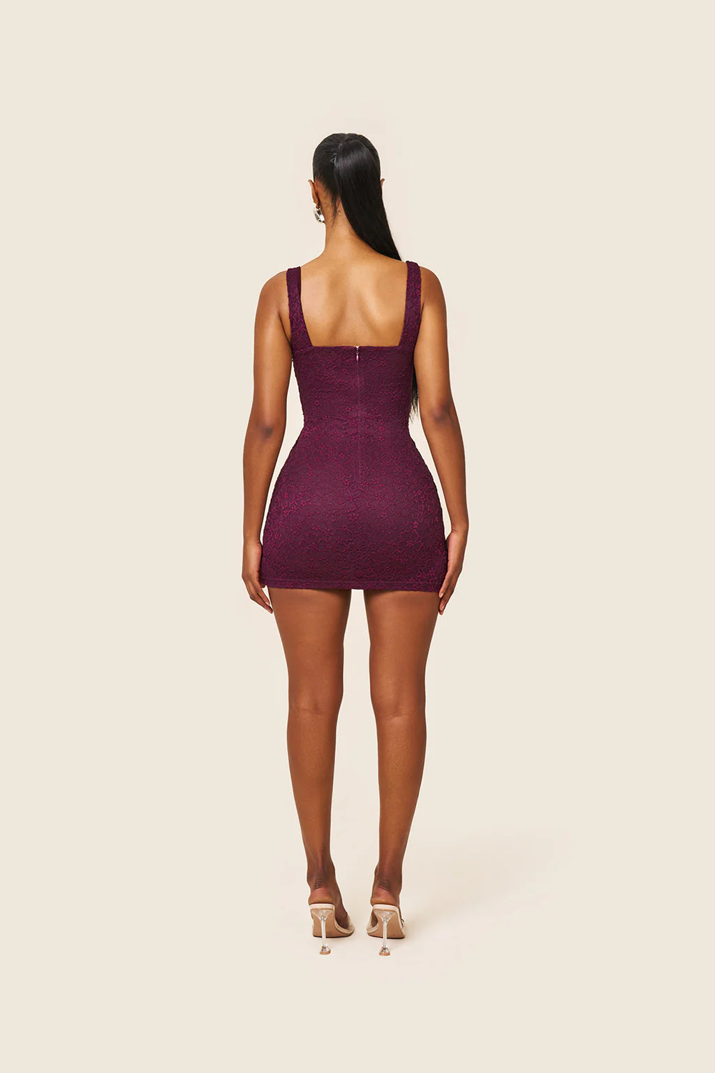 Tie Front Lace Mini in Plum - Image 8